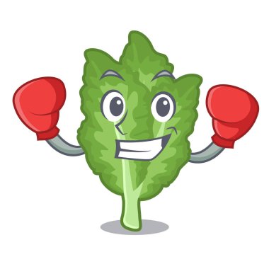 Boks mustrad yeşil maskot ile izole