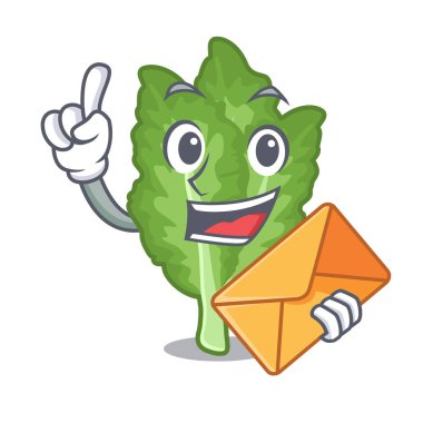 Karikatür buzdolabında zarf yeşil hardal ile