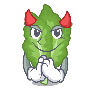 Karikatür şeklinde Şeytan yeşil hardal