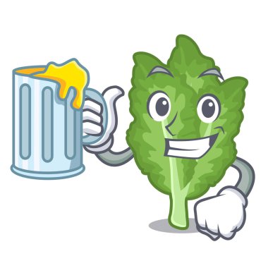 Karikatür şeklinde suyu yeşil hardal ile