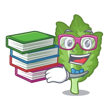 Kitap yeşil hardal ile Öğrenci bir karakter