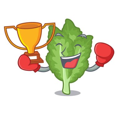 Boks kazanan yeşil hardal bir karakter üzerinde