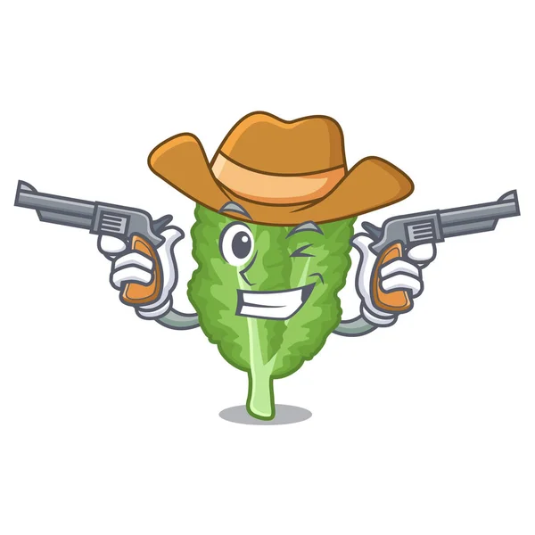 Cowboy mustrad green islated with the mascot — Stock Vector