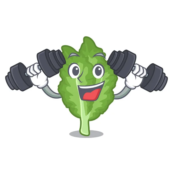 Fitness mustrad green islated with the mascot — Stock Vector