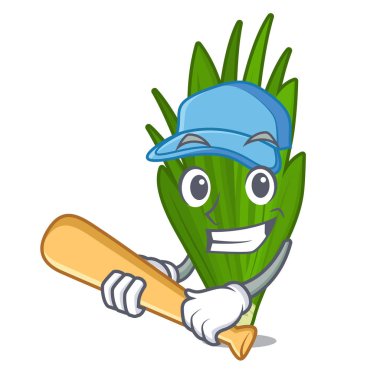 Beyzbol pandan oynamak karikatür izole yaprakları