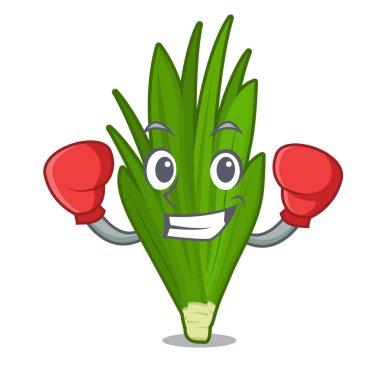 Boks pandan karikatür izole yaprakları