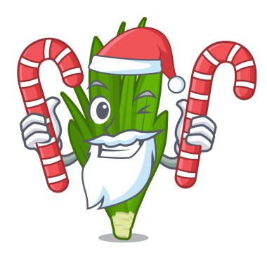 Sepet kdraktörüşeker şeker pandan yaprakları ile Santa