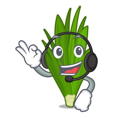 Sepet kdraktörü kulaklık pandan yaprakları ile