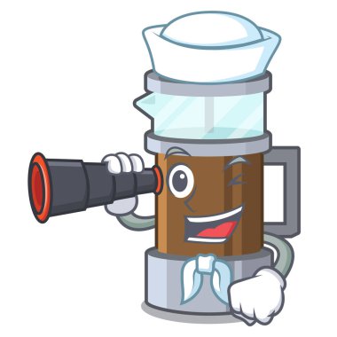 Bir karikatür cam dürbün fransız basın ile Denizci