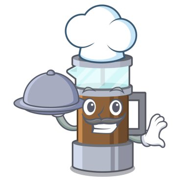 Bir karikatür buzdolabında gıda fransız basın ile Şef