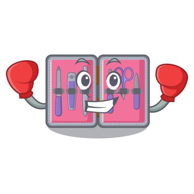 Boks manikür kiti karikatür ile izole