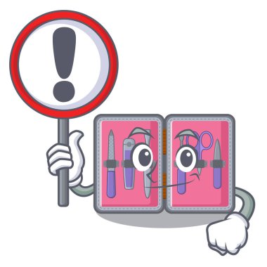 Çizgi film ile izole işareti manikür kiti ile