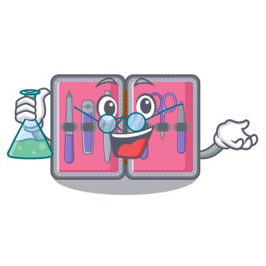 Karikatür makyaj masası üzerinde Profesör manikür kiti