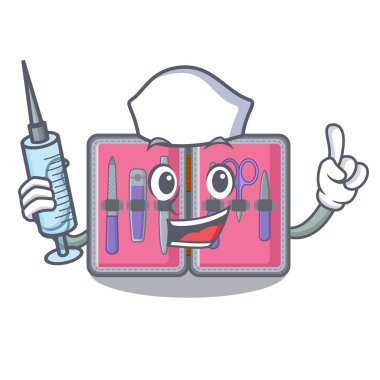 Karikatür makyaj masası üzerinde Hemşire manikür kiti