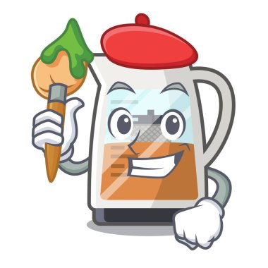 Sanatçı çay üreticisi maskot ile izole