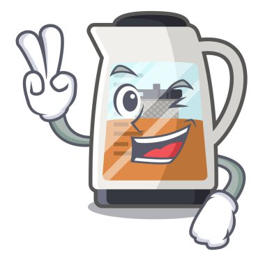 Karikatür şeklinde iki parmak çay makinesi