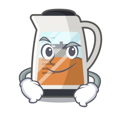 Karikatür şeklinde smirking çay üreticisi