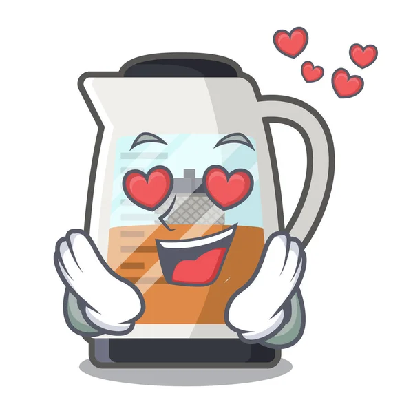 No fabricante de chá de amor é servido em garrafa de desenhos animados —  Vetores de Stock