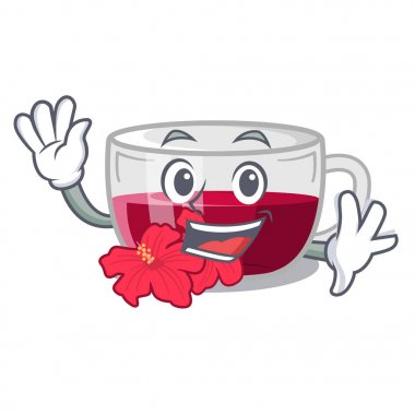 Karikatür şeklinde habiscus çay sallayarak