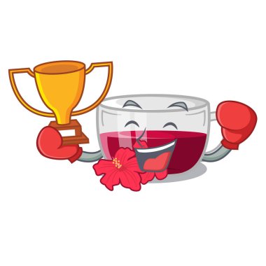 Bir karikatür şişe boks kazanan ebegümeci çay