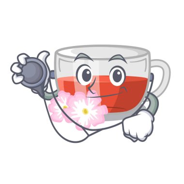 Ahşap maskot masa nın üzerinde Doktor kuşburnu çayı