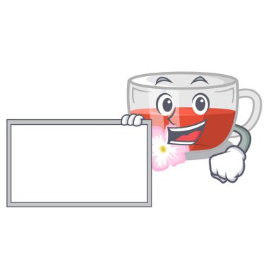 Ahşap maskot masa üzerinde kurulu kuşburnu çayı ile