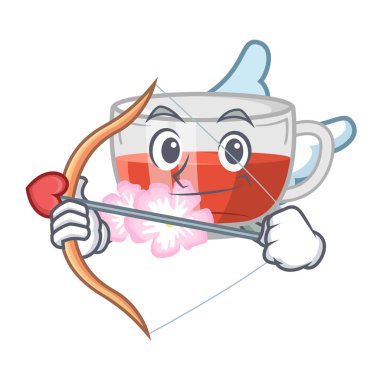 Ahşap maskot masa nın üzerinde Cupid kuşburnu çayı