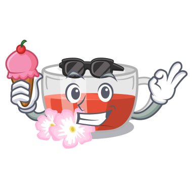 Bir karikatür buzdolabında dondurma kuşburnu çayı ile