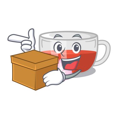 Bir karikatür buzdolabında kutu kuşburnu çayı ile