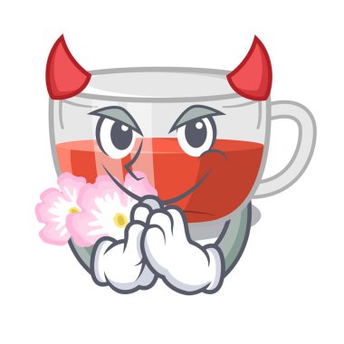 Şeytan kuşburnu çayı karikatür ile izole