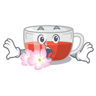 Sürpriz kuşburnu çayı karikatür ile izole