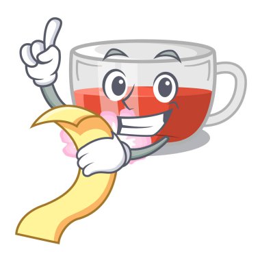 Karikatür ile izole menü kuşburnu çayı ile