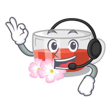 Karakter şeklinde kulaklık kuşburnu çayı ile