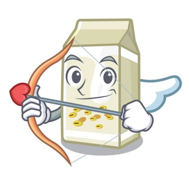 Bir karikatür kutusunda Cupid soya sütü