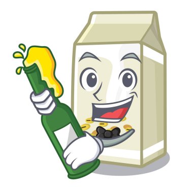 Bira soya sütü karikatür cam dökülür ile