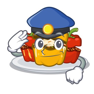 Polis karikatür ile izole biber dolması