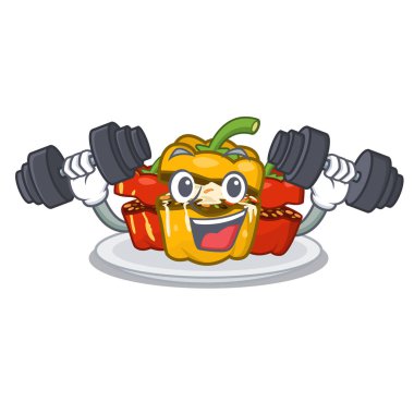 Fitness biber karikatür ile izole dolması