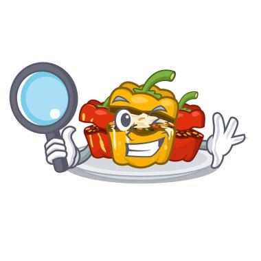 Dedektif dolması biber karikatür plaka servis edilir