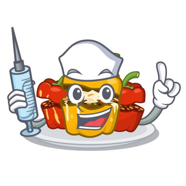 Hemşire biber dolması karikatür plaka servis edilir