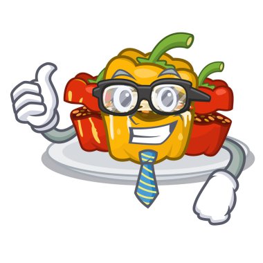 İşadamı biber dolması karikatür plaka servis edilir