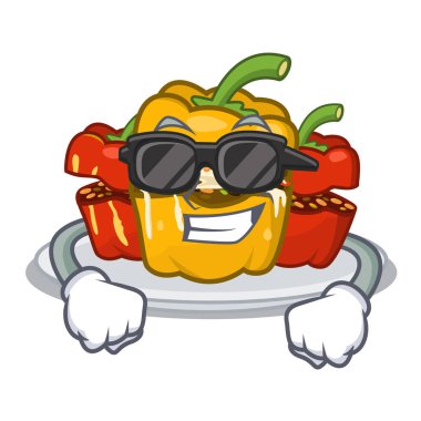 Süper serin biber dolması karikatür plaka servis edilir