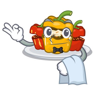 Garson maskot tahtası üzerinde biber dolması