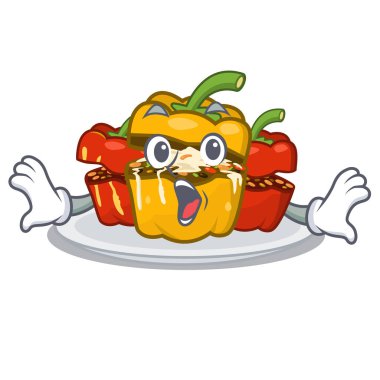 Maskot tahtası üzerinde sürpriz dolması biber