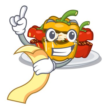 Maskot tahtasının üzerinde menü dolması biber ile