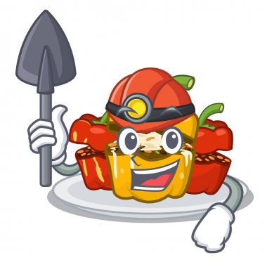 Maskot tahtası nın üzerinde madenci biber dolması