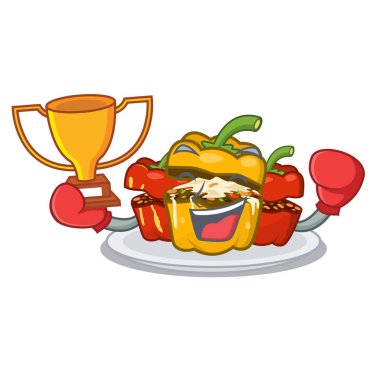 Boks kazanan karakter şeklinde biber dolması