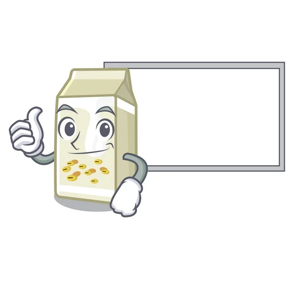 Pulgares con leche de soja en una caja de dibujos animados — Archivo Imágenes Vectoriales