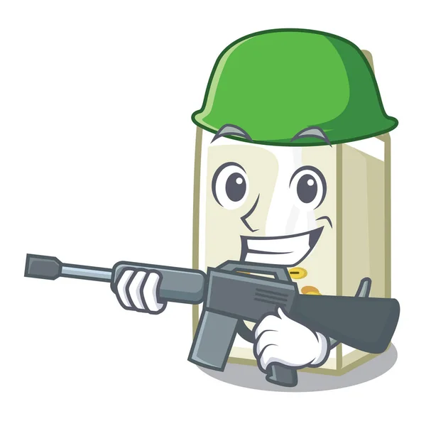 Leite de soja do exército em uma caixa de desenhos animados — Vetor de Stock