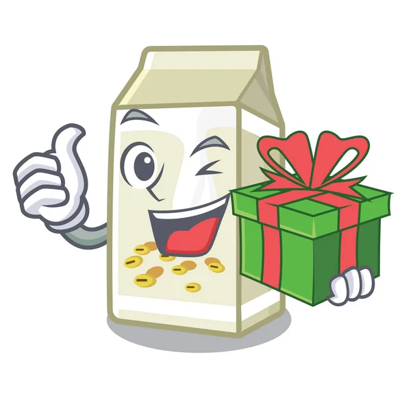 Con leche de soja de regalo en forma de mascota — Vector de stock