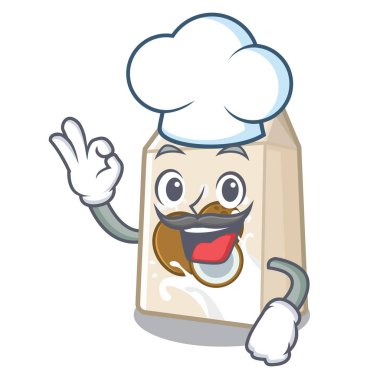 Şef hindistan cevizi sütü karakteri ile izole